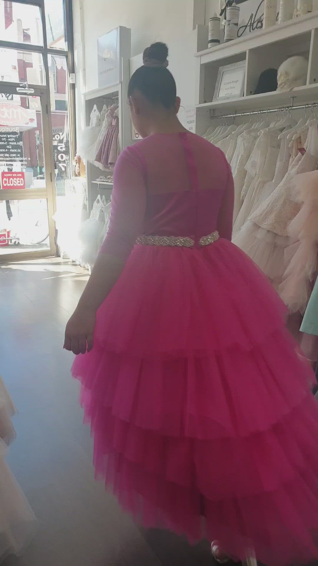 Load and play video in Gallery viewer, Pink flower girl dresses
