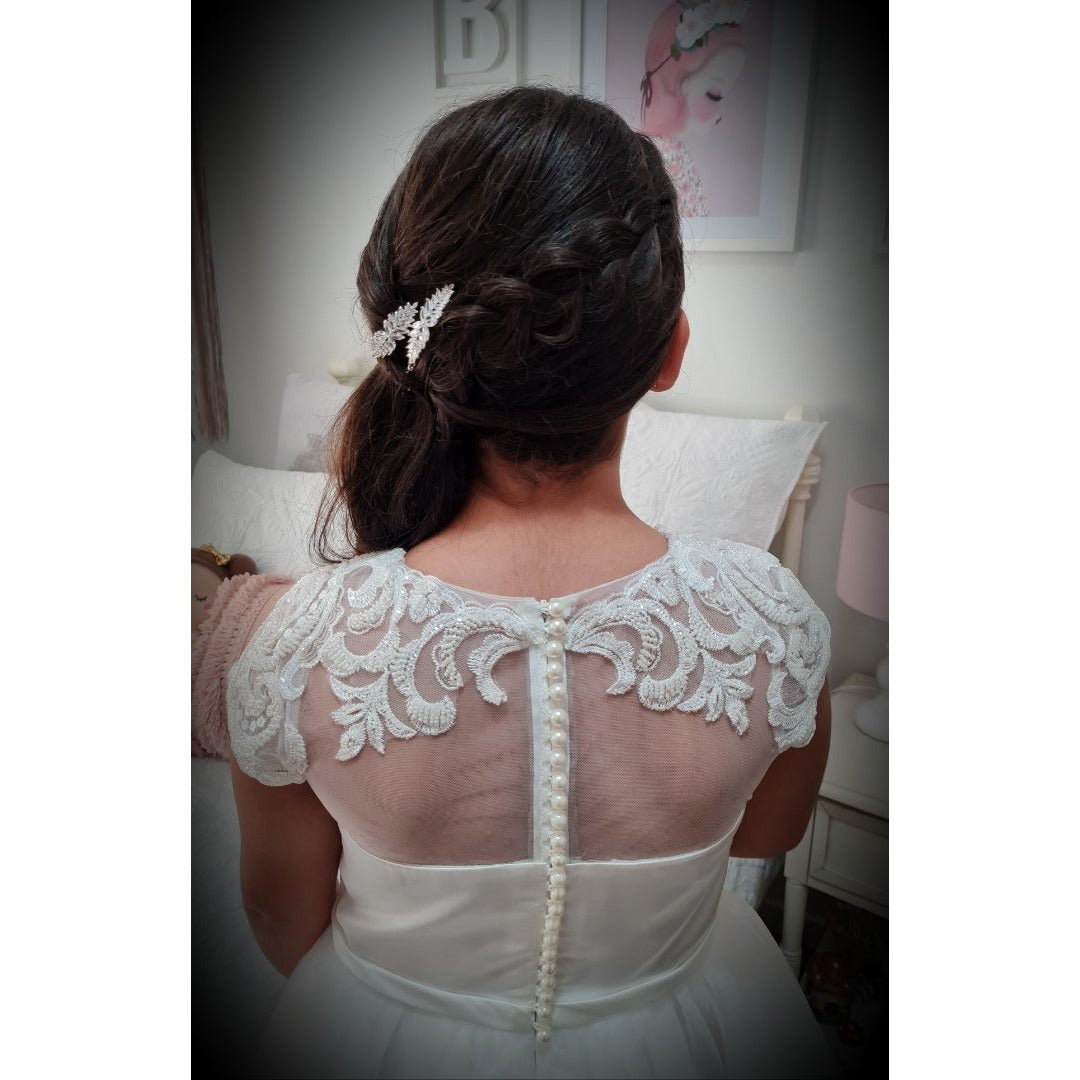 Bianca Beaded lace Flower Girl, Communion Dress 