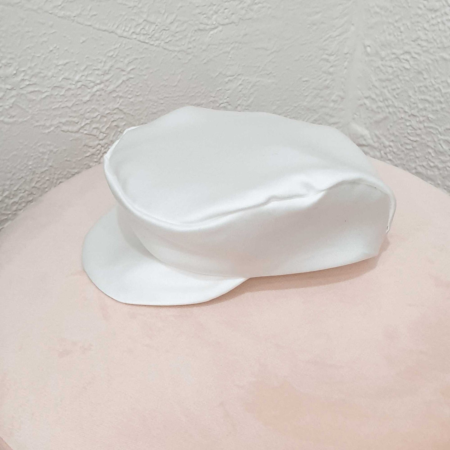 Baby boys satin baptism hat in white