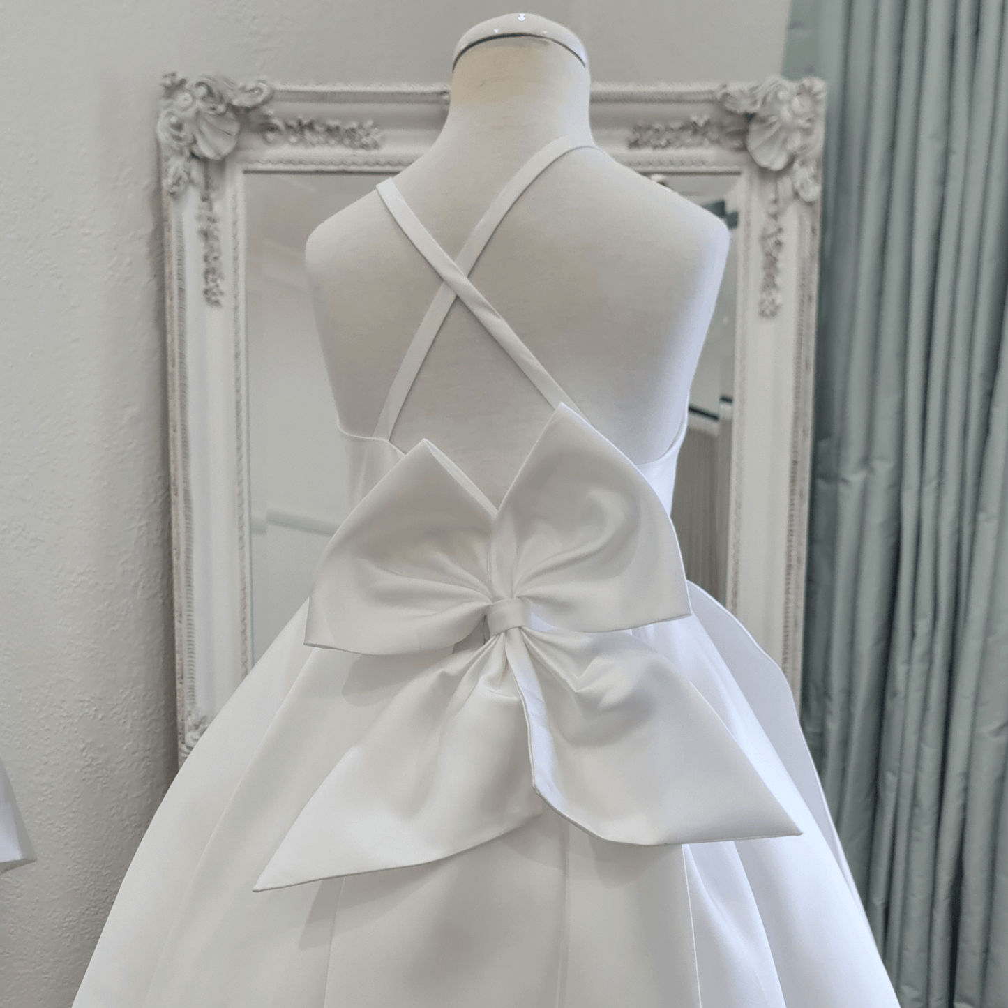 ivory mikado flower girl dress