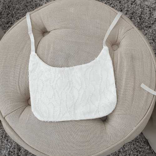 Handmade ivory christening bib for baby