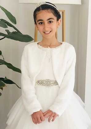  ivory communion or flower girl fur jacket