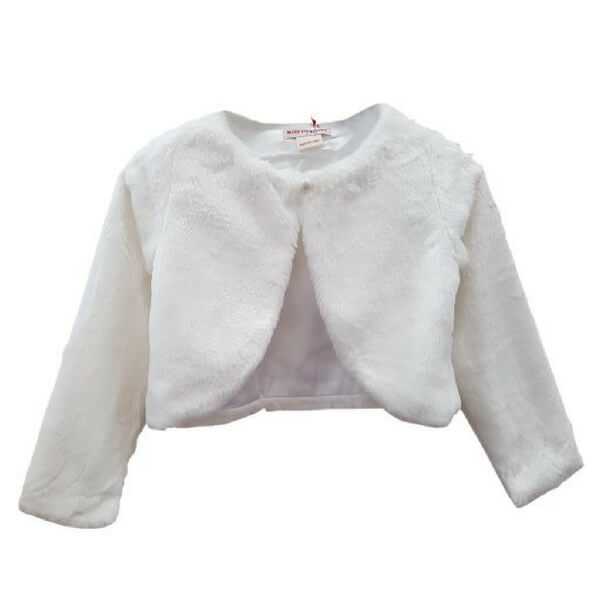 Ivory Girls Plain Fur Jacket