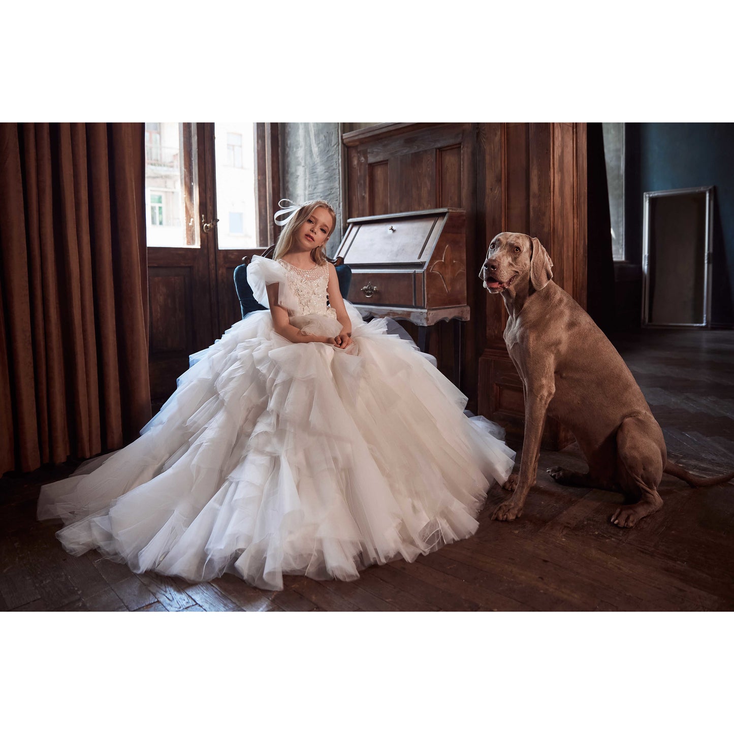 Full princess girl communion dress