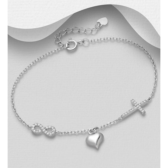 Cross, Heart and Infinity girls Bracelet