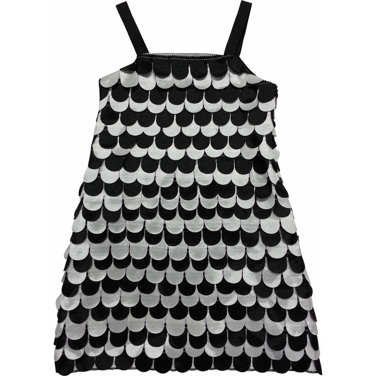 Load image into Gallery viewer, Scalloped black and white girls dress
