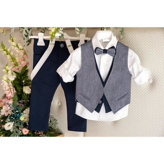 Navy baby boys christening outfit