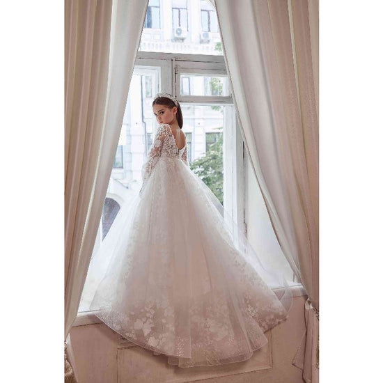 Isabella ivory lace floral flower girl dress