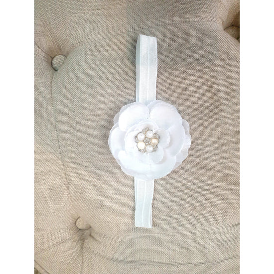 Load image into Gallery viewer, ivory satin rose with center pearl
