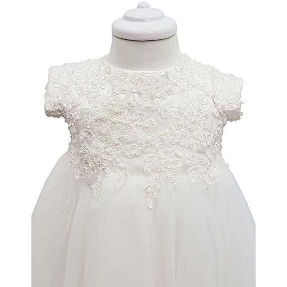 Custom Made Mia Christening dress with silver lace