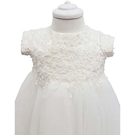 Custom Made Mia Christening dress with silver lace