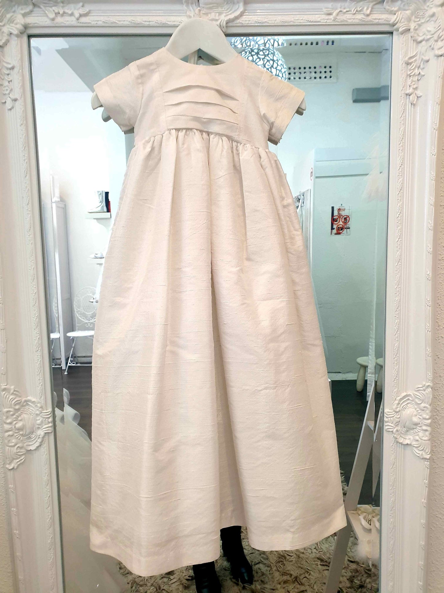 Raw Silk Unisex Christening Dress