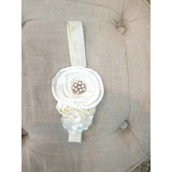 Custom Made Rose headband with pearls