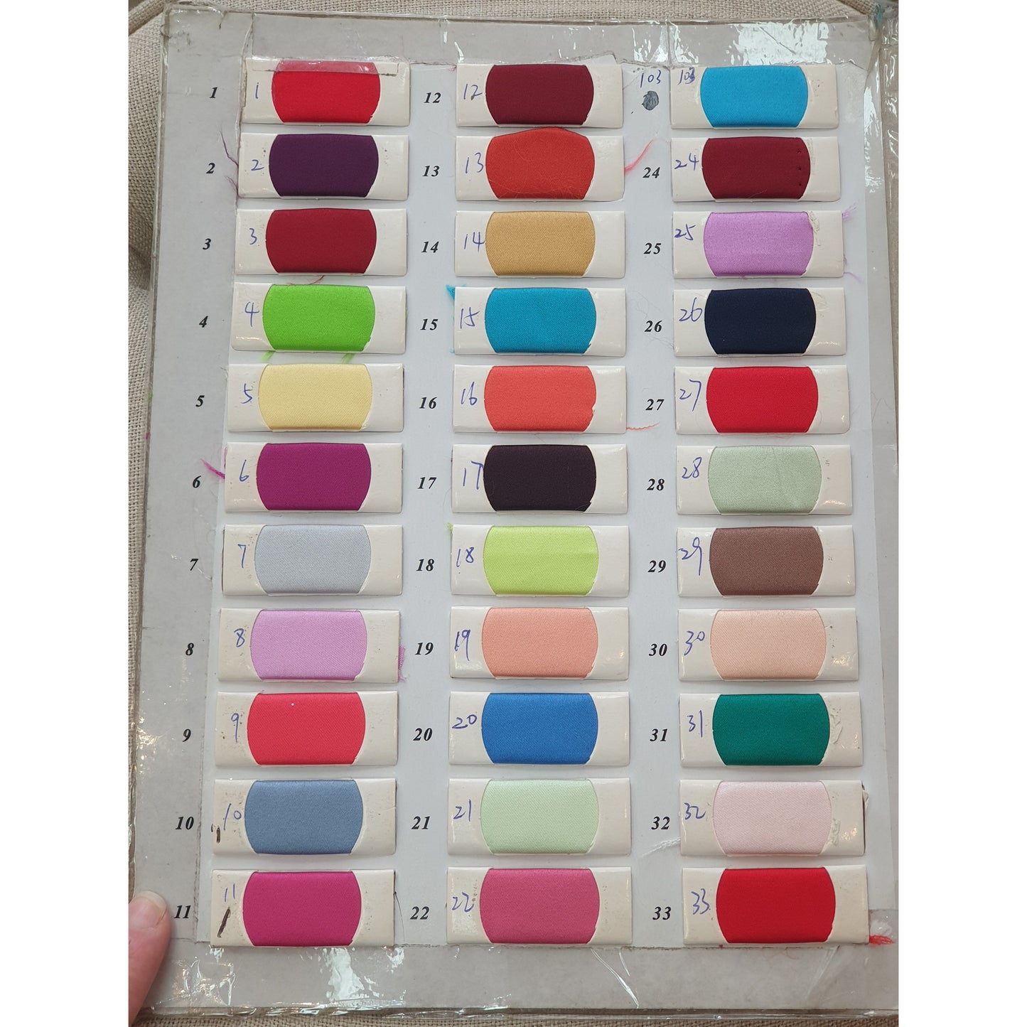 satin coloured chart