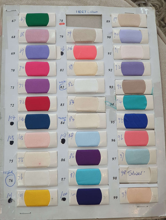 satin colour chart