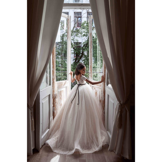 Lux flower girl dress in ivory