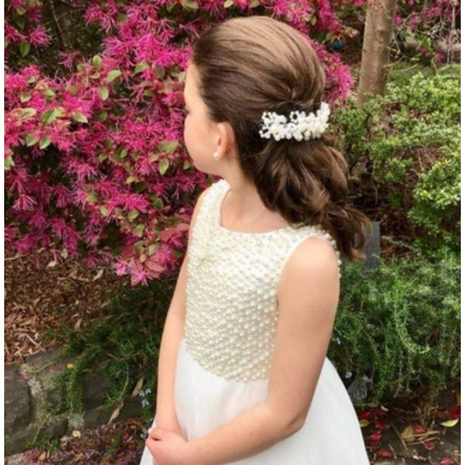 first holy communion dress with pearls