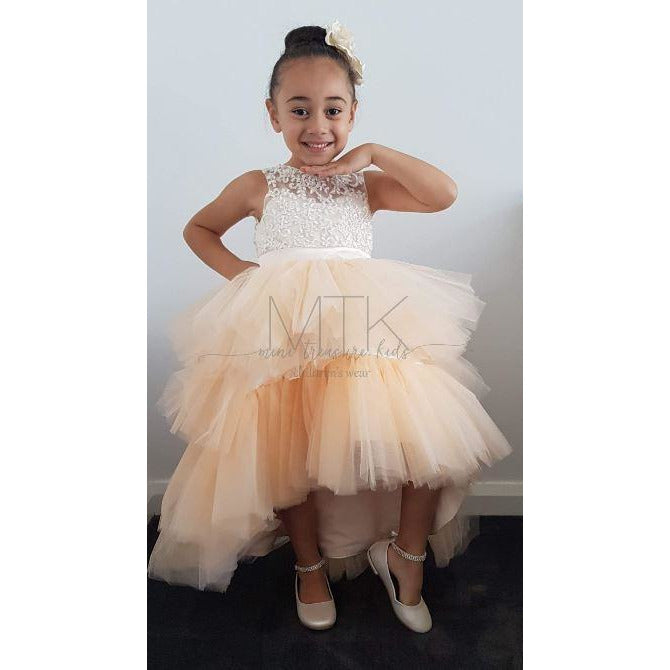 Elizabeth Girls Dress With High Low Skirt