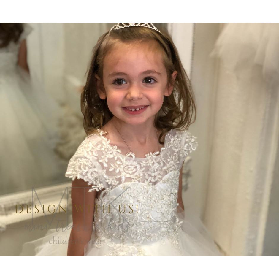 Valentina flower girl dress With Handkerchief Skirt
