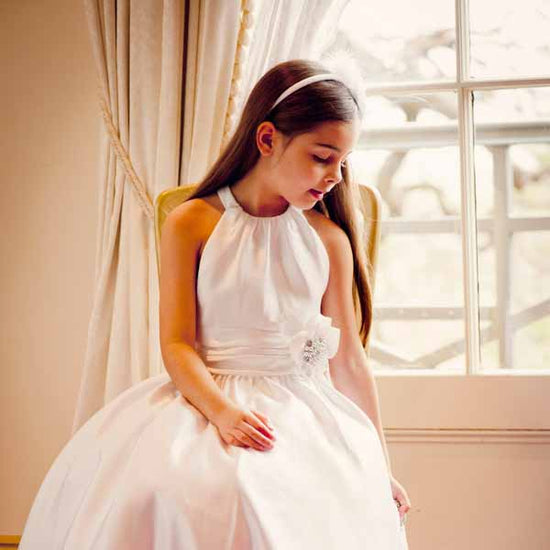 Halter Communion dress with Satin skirt