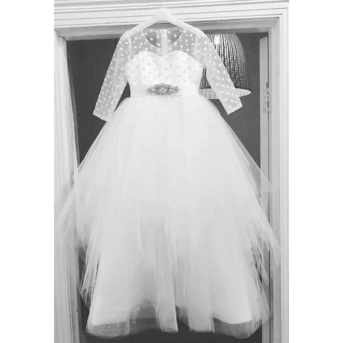 Load image into Gallery viewer, Custom Made Polkadot  Communion Flower Girl Dress
