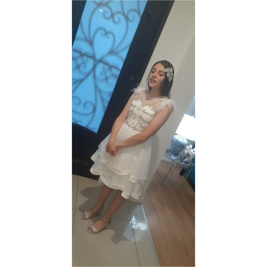 Isabella bella diaomnte dress with feathers