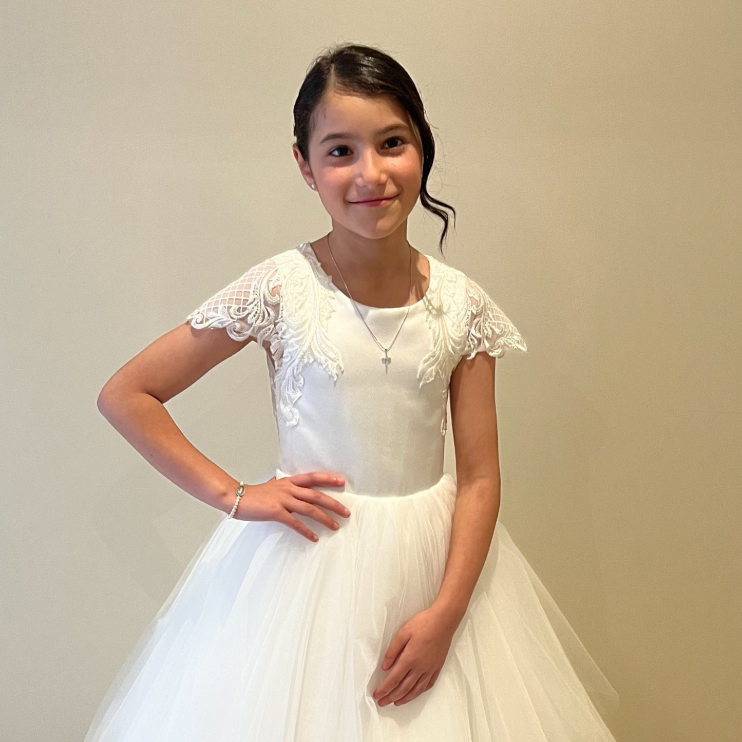 Communion/Flower Girl Dress with tulle skirt