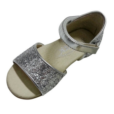 Silver girls leather dress sandals