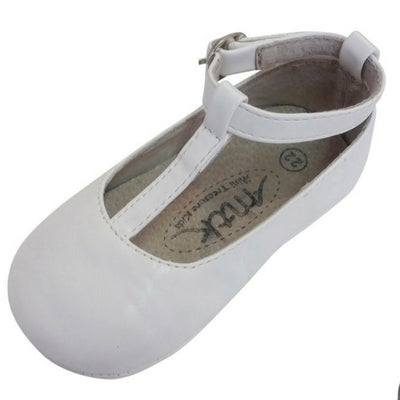 Tayla T bar girls white baby shoes