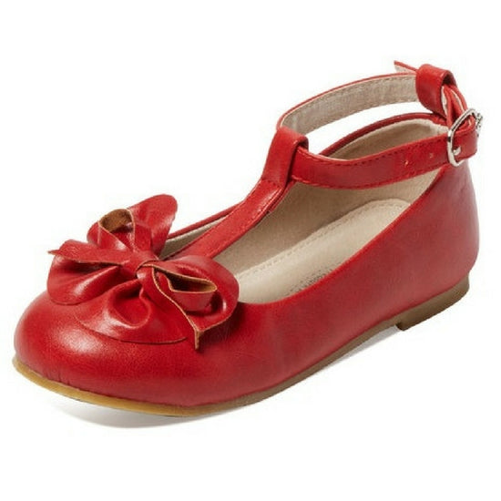 red girls dress leather shoes