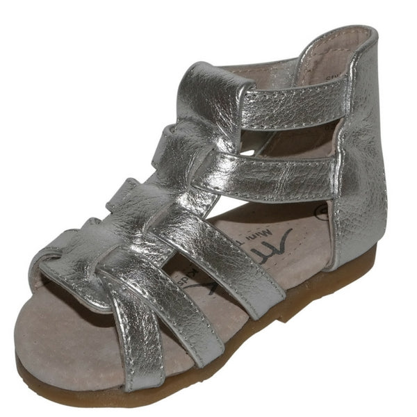 Silver Girls Leather Sandals