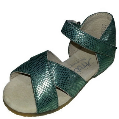 Load image into Gallery viewer, girls dress leather green sandles
